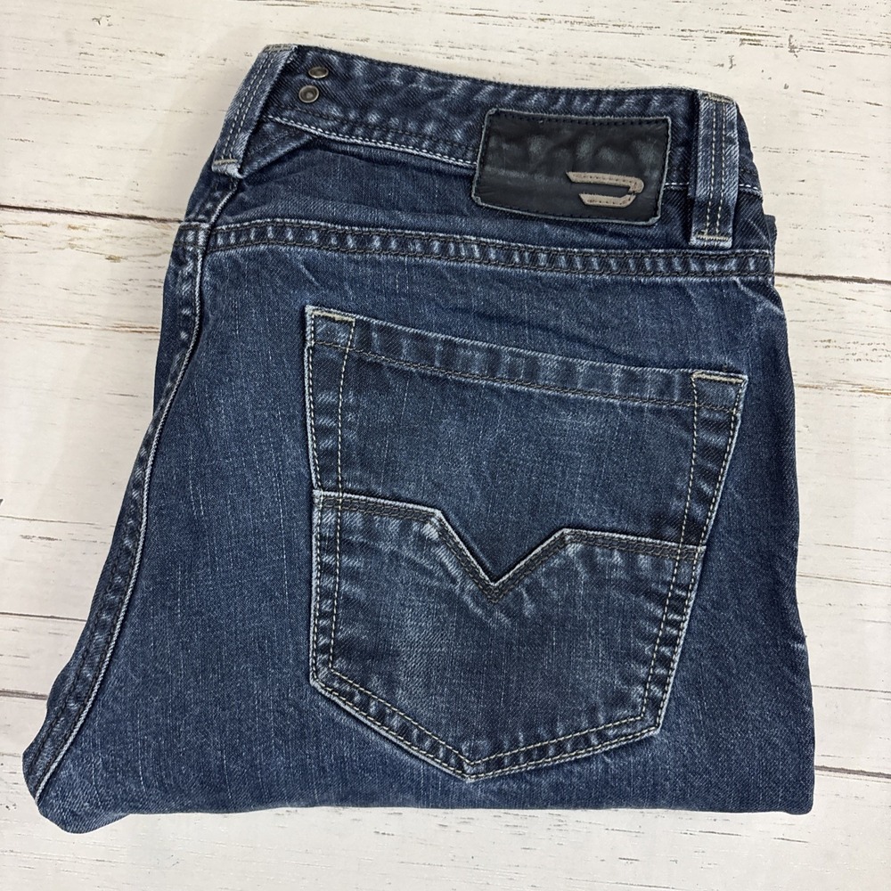 Diesel Jeans Men Larkee 29x30 (33X28) Blue Denim Regular Straight Wash 0088Z